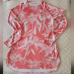 REEL LIFE Pink and White Long Sleeve Beach Coverup